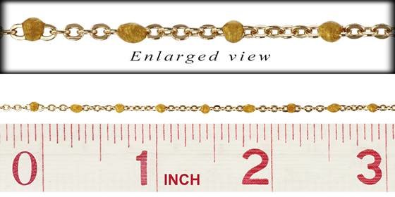 gold filled 1.5mm chain width flat cable satellite chain with 1.7mm gold enamel bead