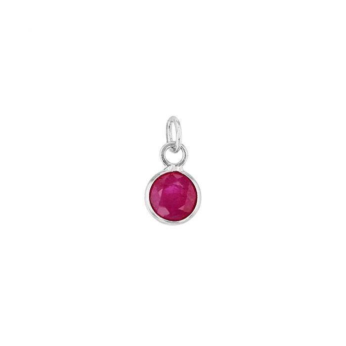 14kw 2.5mm round bezel set charm july birthstone ruby