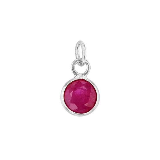 14kw 3.5mm round bezel set charm july birthstone ruby