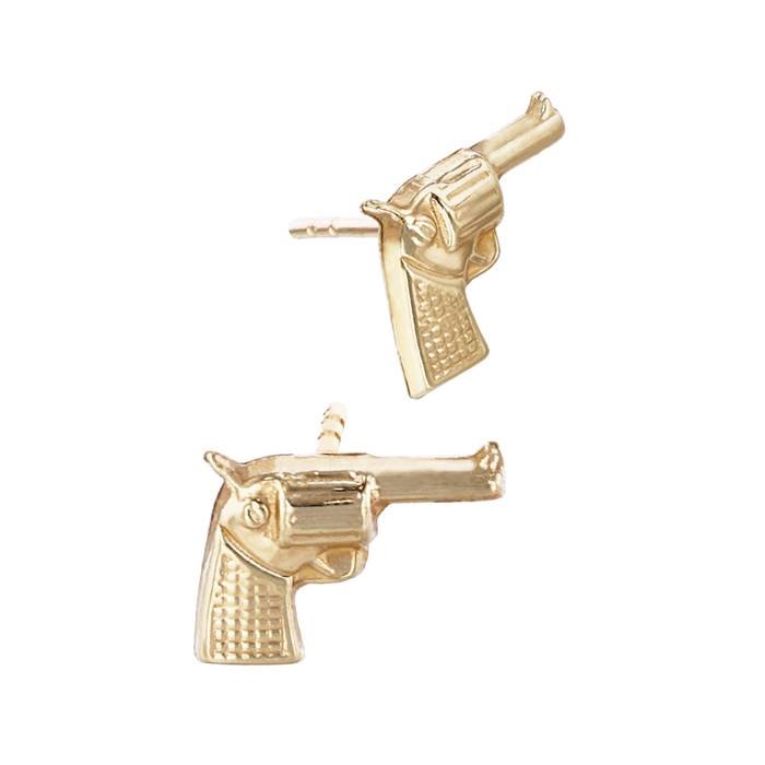 14ky 9x7mm handgun revolver stud earring (left side)