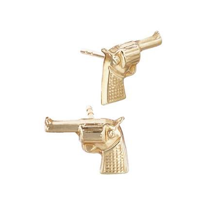 14K Handgun Revolver Stud Earring (Left And Right Side)