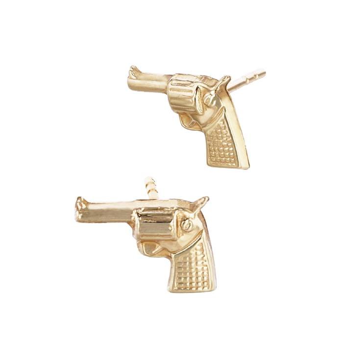 14ky 9x7mm handgun revolver stud earring (right side)