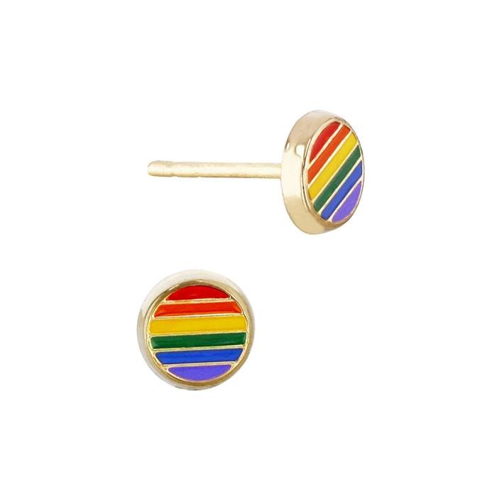 14ky 6mm rainbow stud earring