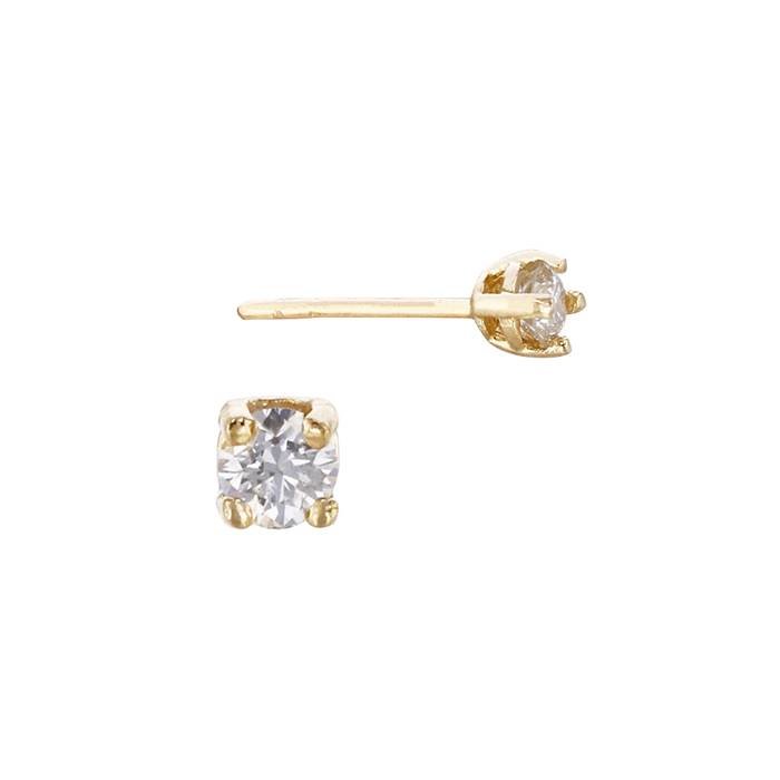 14ky 2mm 4 prong double wire setting diamond stud earring