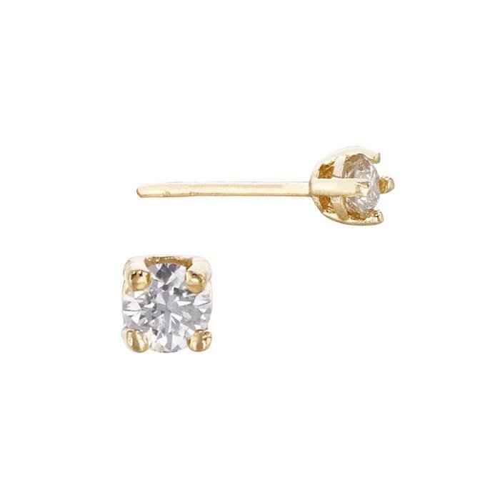 14ky 2.5mm 4 prong double wire setting diamond stud earring