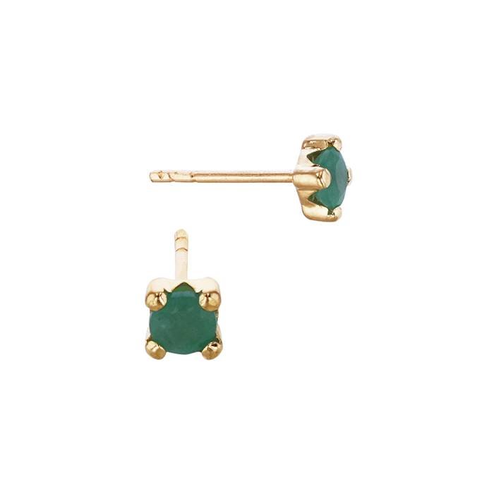 14ky 2.5mm 4 prong setting emerald solitaire stud earring