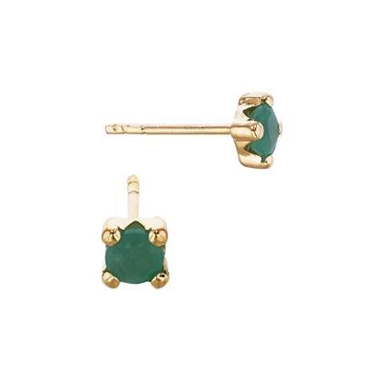 14K 4 Prong Setting Emerald Solitaire Stud Earring