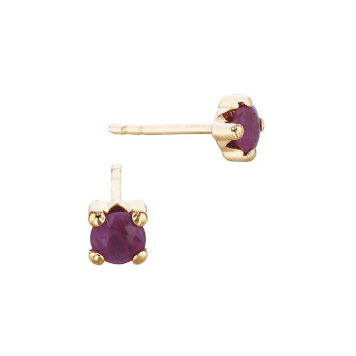 14ky 2.5mm 4 prong setting ruby solitaire stud earring