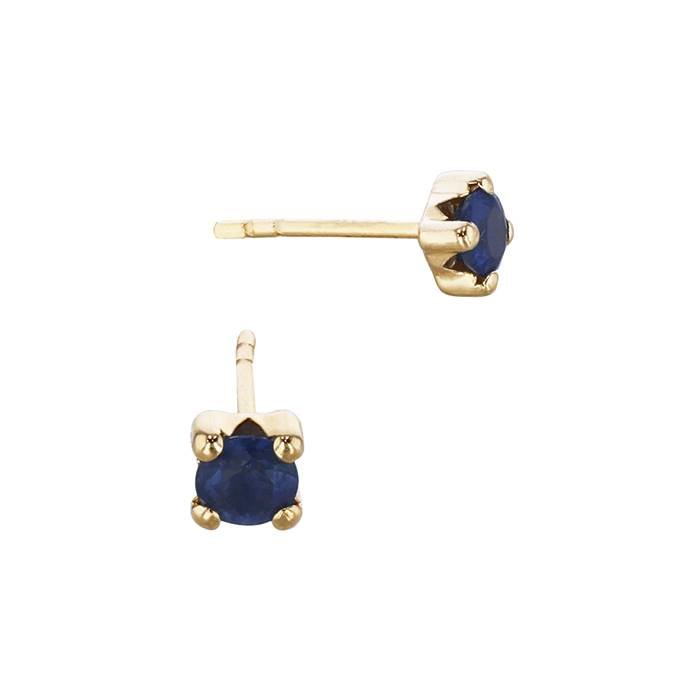 14ky 2.5mm 4 prong setting sapphire solitaire stud earring