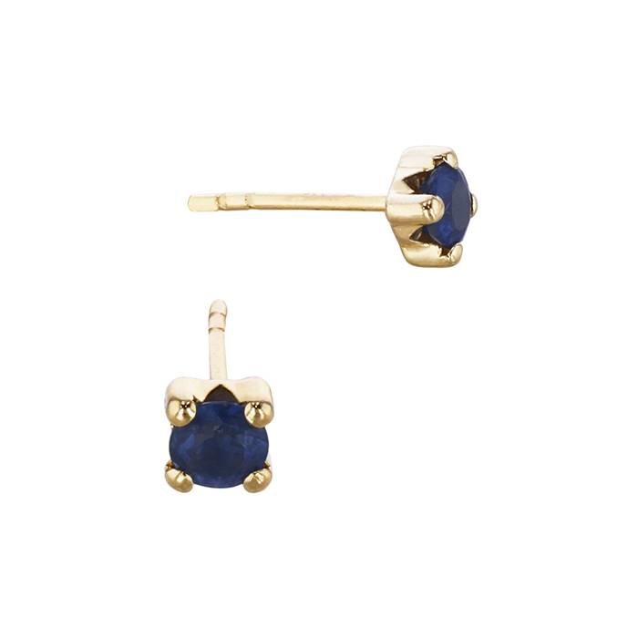 14ky 3mm 4 prong setting sapphire solitaire stud earring