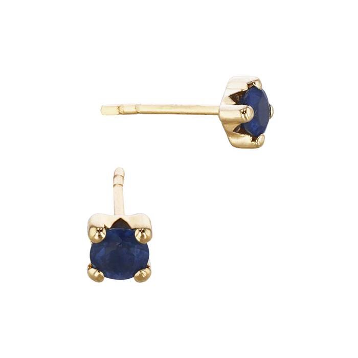 14ky 3.5mm 4 prong setting sapphire solitaire stud earring