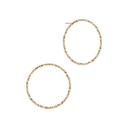 Gold Filled Flat Textured Round Stud Earring