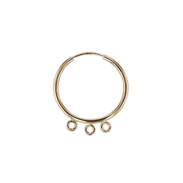 gf 17mm endless hoop earring with 3 ring