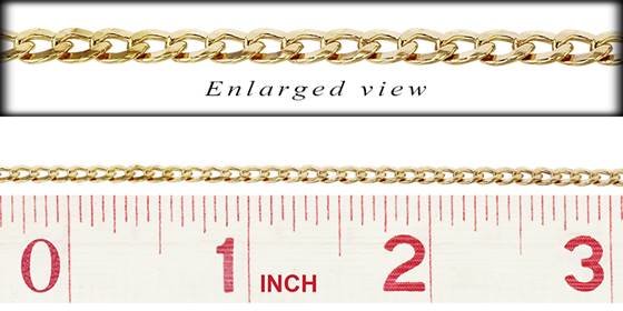 gold filled 3.0mm chain width flat oval curb link chain