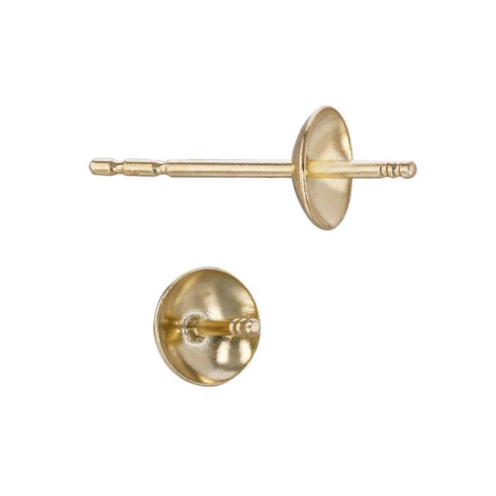 14ky 5mm cup pearl stud earring with 5mm peg