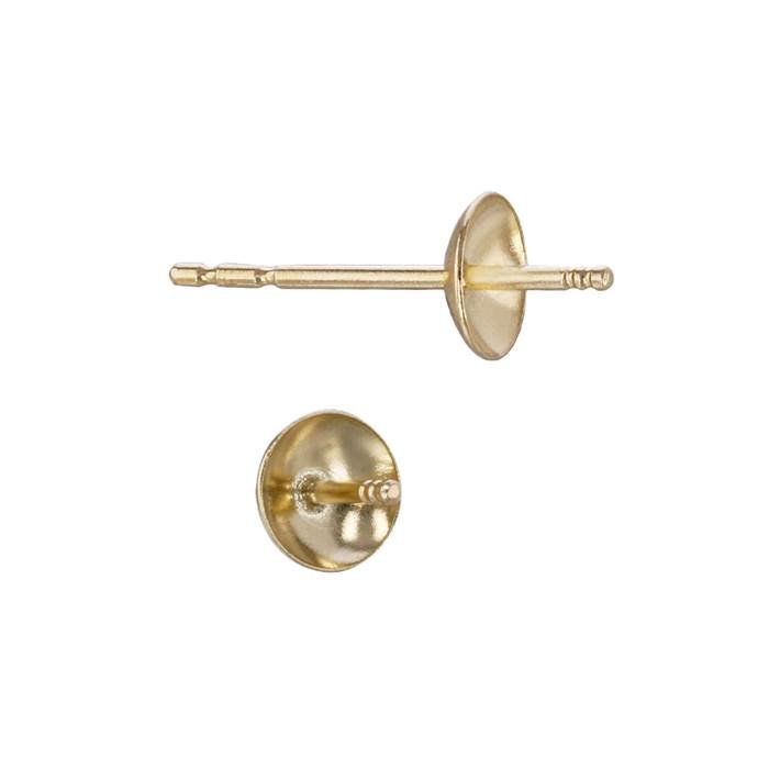 14ky 4mm cup pearl stud earring with 4mm peg