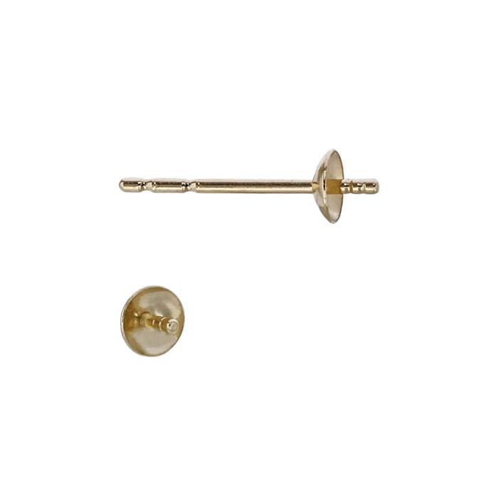 14ky 3mm cup light weight pearl stud earring