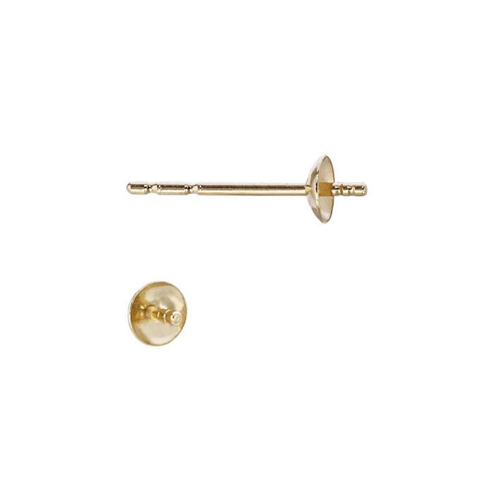 14ky 2.5mm cup light weight pearl stud earring