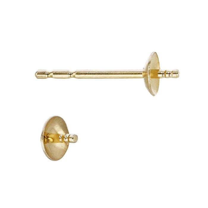 14ky 5mm cup light weight pearl stud earring