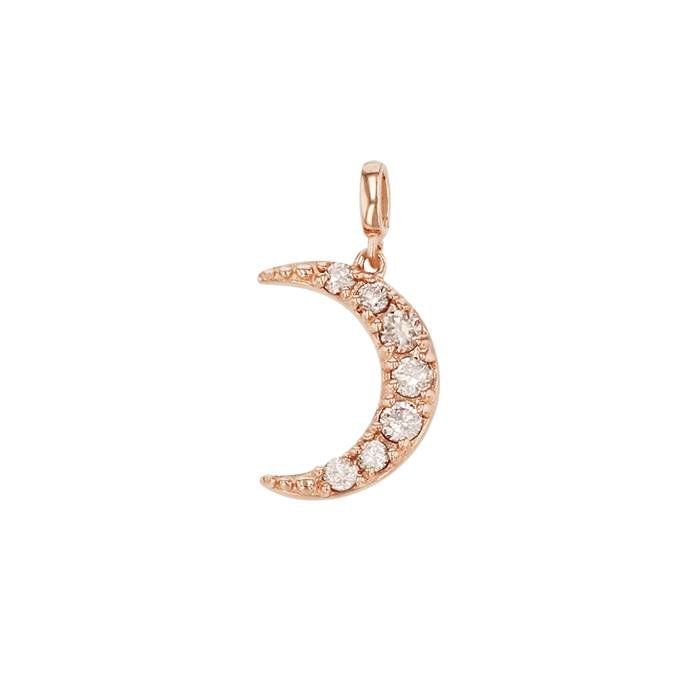 14kr 4x6mm 3dia.018ct diamond crescent moon charm