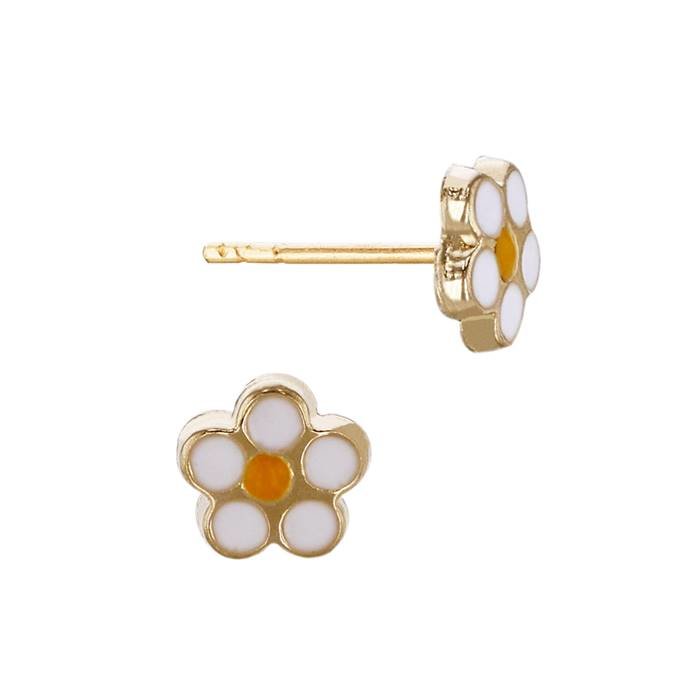 14ky 6mm enamel daisy flower stud earring