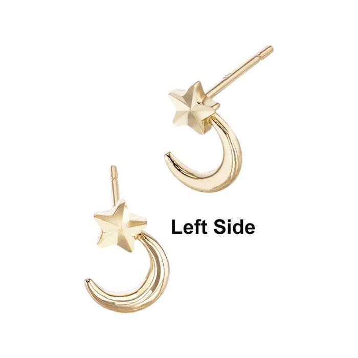 14ky 7.5mm moon and star stud earring (left side)