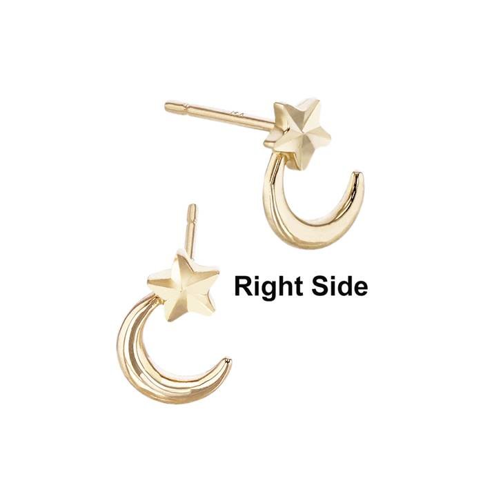 14ky 7.5mm moon and star stud earring (right side)