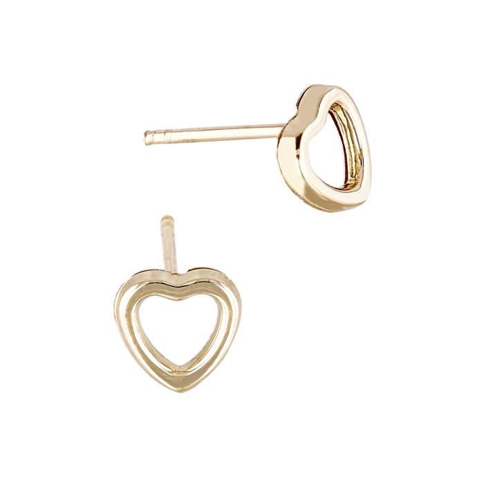 14ky 6.5x6.3mm heart shape earring