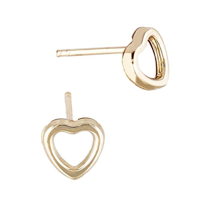 14ky 7.0x7.3mm heart shape earring