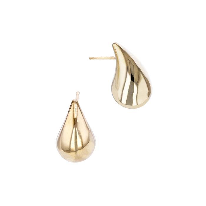 14ky 13x7.3mm teardrop stud earring