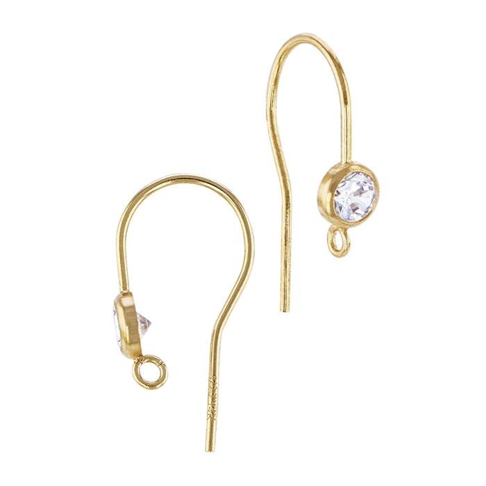 gf fish hook earwire with 4.5mm cubic zirconia with open jump ring