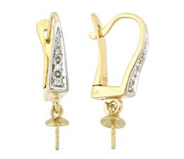 14KY 3.85mm Cup Leverback Earring With Diamond Accent