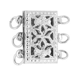 14KW 11X12mm 3 Strands Multi-Strand Two Sided Filigree Rectangle Clasp