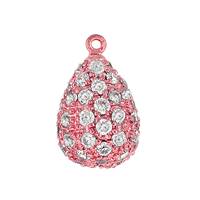 Rose Gold Vermeil 10X6mm Cubic Zirconia Pave Pear Pendant