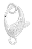 Rhodium Sterling Silver 23X15mm Scroll Oval Trigger Clasp