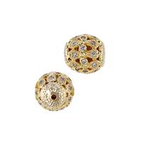 9mm Cubic Zirconia Filigree Round Bead