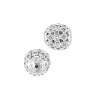 9mm Rhodium Plated Cubic Zirconia Filigree Round Bead