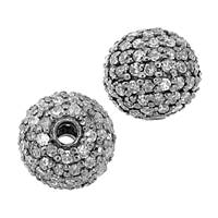 Rhodium Sterling Silver 73pts 8mm Diamond Ball Bead