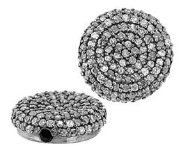 Rhodium Sterling Silver 87pts 15mm Diamond Button Bead