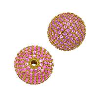 14KY 12mm Pink Sapphire Ball Bead