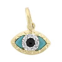 14KY 12MM 5PTS/16PCS TURQUOISE EVIL EYE CHARM