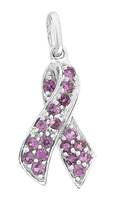 14KW 19MM 41PTS/18PCS BREAST CANCER RIBBON CHARM PINK SAPPHIRE