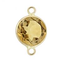 14KY 4mm Round Bezel Set ConnectorCitrine