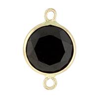 14KY 4mm Round Bezel Set ConnectorBlack Spinel