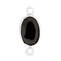 14KW 4X3mm Oval Bezel Set ConnectorBlack Spinel