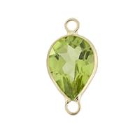 14KY 6X4mm Pear Bezel Set ConnectorPeridot