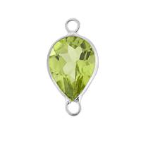 14KW 7X5mm Pear Bezel Set ConnectorPeridot