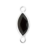 14KW 6X3mm Marquise Bezel Set ConnectorBlack Spinel