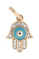 14KR 12MM 5PTS/16PCS TURQUOISE EVIL EYE DIAMOND HAMSA