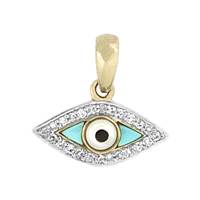 14KY 13X7MM 7PTS/24PCS TURQUOISE EYE CHARM